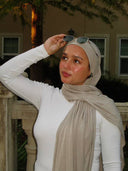 Bamboo Cloud Jersey Hijab- Driftwood